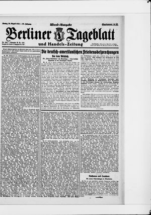 Berliner Tageblatt und Handels-Zeitung vom 22.08.1921