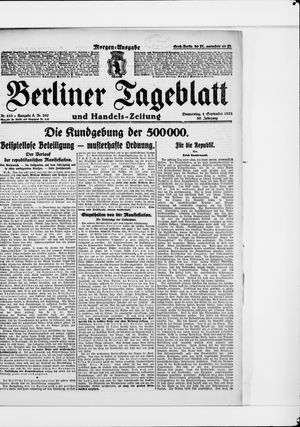 Berliner Tageblatt und Handels-Zeitung vom 01.09.1921
