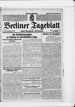 Berliner Tageblatt und Handels-Zeitung on Sep 2, 1921