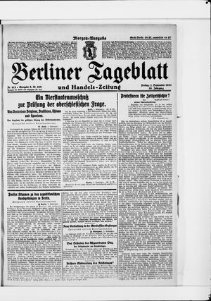 Berliner Tageblatt und Handels-Zeitung vom 02.09.1921