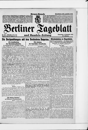 Berliner Tageblatt und Handels-Zeitung on Sep 8, 1921