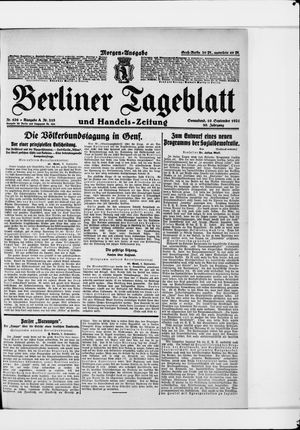 Berliner Tageblatt und Handels-Zeitung on Sep 10, 1921
