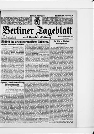 Berliner Tageblatt und Handels-Zeitung vom 13.09.1921