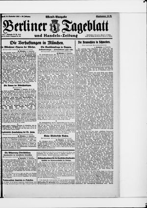 Berliner Tageblatt und Handels-Zeitung vom 14.09.1921
