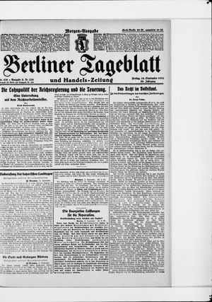 Berliner Tageblatt und Handels-Zeitung vom 16.09.1921