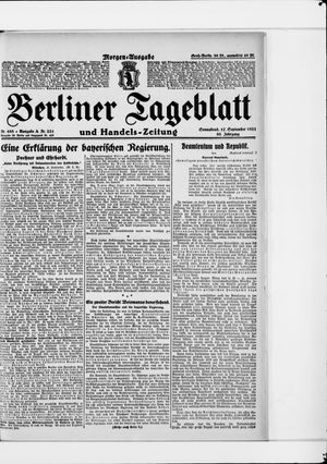 Berliner Tageblatt und Handels-Zeitung vom 17.09.1921