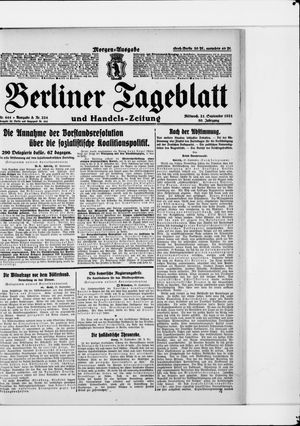 Berliner Tageblatt und Handels-Zeitung vom 21.09.1921