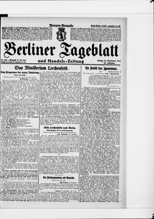 Berliner Tageblatt und Handels-Zeitung on Sep 23, 1921