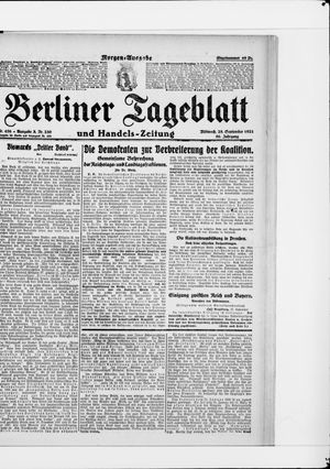 Berliner Tageblatt und Handels-Zeitung on Sep 28, 1921