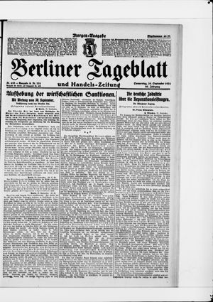 Berliner Tageblatt und Handels-Zeitung on Sep 29, 1921