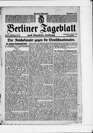 Berliner Tageblatt und Handels-Zeitung vom 01.10.1921