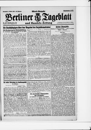 Berliner Tageblatt und Handels-Zeitung on Oct 1, 1921