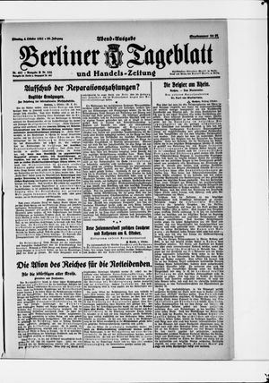 Berliner Tageblatt und Handels-Zeitung on Oct 4, 1921