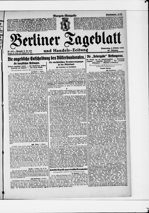 Berliner Tageblatt und Handels-Zeitung on Oct 6, 1921