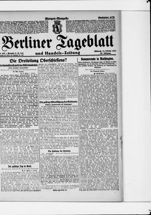 Berliner Tageblatt und Handels-Zeitung vom 12.10.1921