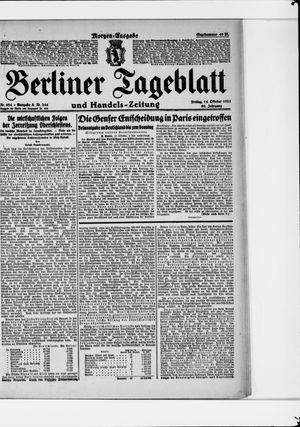 Berliner Tageblatt und Handels-Zeitung vom 14.10.1921