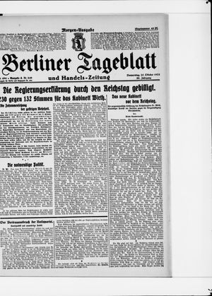 Berliner Tageblatt und Handels-Zeitung vom 27.10.1921