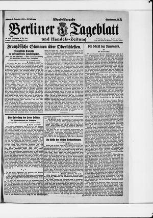 Berliner Tageblatt und Handels-Zeitung vom 02.11.1921