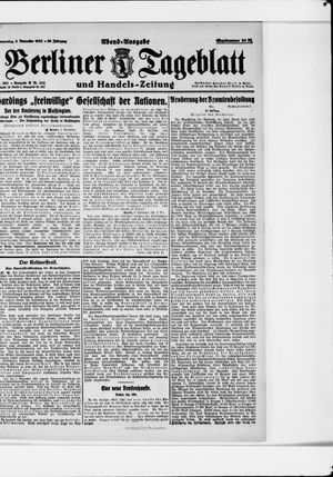 Berliner Tageblatt und Handels-Zeitung on Nov 3, 1921