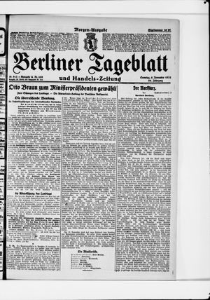 Berliner Tageblatt und Handels-Zeitung vom 06.11.1921