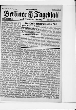 Berliner Tageblatt und Handels-Zeitung vom 07.11.1921
