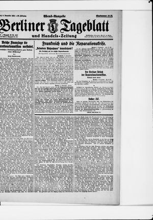 Berliner Tageblatt und Handels-Zeitung on Nov 9, 1921