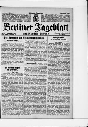 Berliner Tageblatt und Handels-Zeitung vom 10.11.1921
