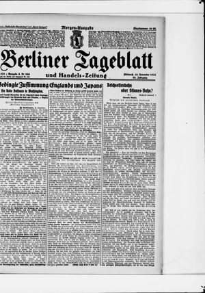 Berliner Tageblatt und Handels-Zeitung vom 16.11.1921