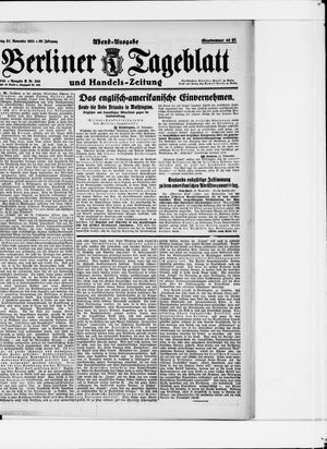 Berliner Tageblatt und Handels-Zeitung vom 21.11.1921