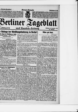 Berliner Tageblatt und Handels-Zeitung vom 23.11.1921