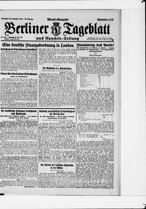 Berliner Tageblatt und Handels-Zeitung on Nov 26, 1921