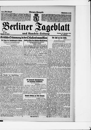 Berliner Tageblatt und Handels-Zeitung on Nov 27, 1921