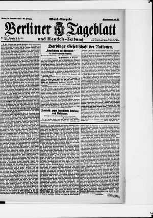 Berliner Tageblatt und Handels-Zeitung vom 28.11.1921