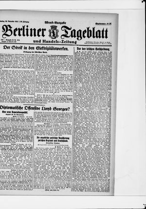 Berliner Tageblatt und Handels-Zeitung vom 29.11.1921