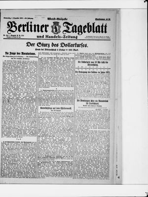 Berliner Tageblatt und Handels-Zeitung vom 01.12.1921