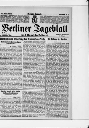 Berliner Tageblatt und Handels-Zeitung on Dec 6, 1921