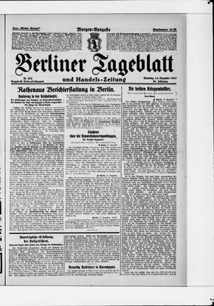 Berliner Tageblatt und Handels-Zeitung on Dec 13, 1921