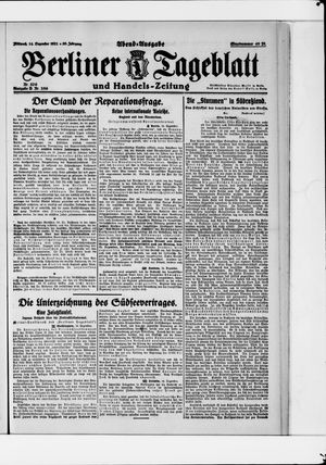 Berliner Tageblatt und Handels-Zeitung vom 14.12.1921