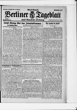 Berliner Tageblatt und Handels-Zeitung on Dec 15, 1921