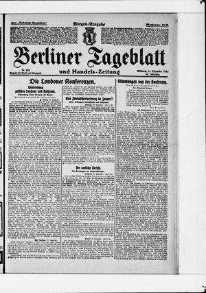 Berliner Tageblatt und Handels-Zeitung vom 21.12.1921