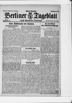 Berliner Tageblatt und Handels-Zeitung vom 27.12.1921