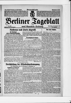 Berliner Tageblatt und Handels-Zeitung vom 29.12.1921