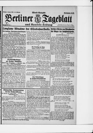 Berliner Tageblatt und Handels-Zeitung on Jan 2, 1922