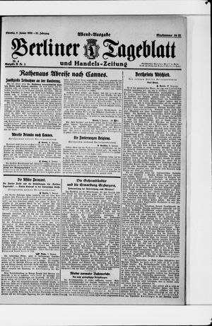 Berliner Tageblatt und Handels-Zeitung vom 03.01.1922