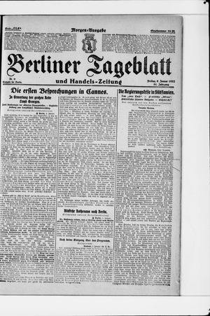 Berliner Tageblatt und Handels-Zeitung vom 06.01.1922