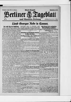 Berliner Tageblatt und Handels-Zeitung vom 07.01.1922