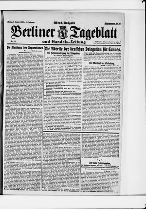 Berliner Tageblatt und Handels-Zeitung vom 09.01.1922