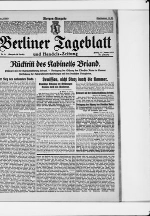 Berliner Tageblatt und Handels-Zeitung vom 13.01.1922