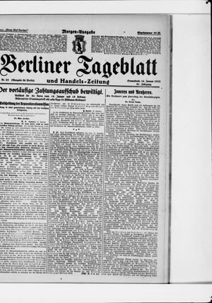 Berliner Tageblatt und Handels-Zeitung vom 14.01.1922