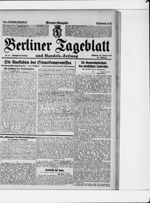 Berliner Tageblatt und Handels-Zeitung vom 25.01.1922